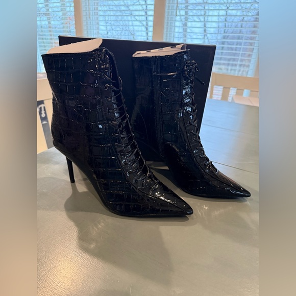 New I. N. C. International Concepts Croc Bootie Hariet Lace Up Black size 12 - Picture 2 of 9